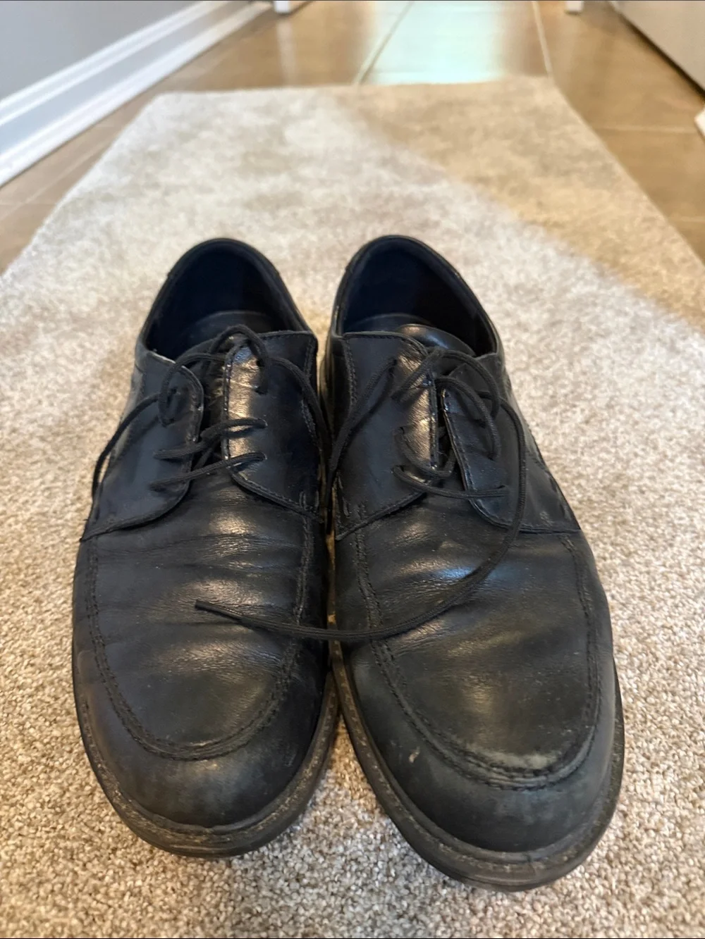 Ecco Men's Black Leather Lace-Up Oxfords